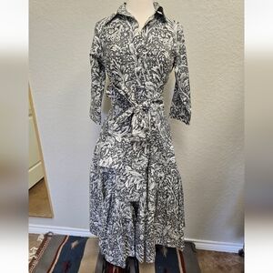 SAMANTHA SUNG Black and White Long Sleeve Dress